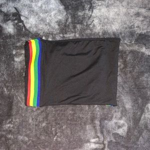 Black tube top with stripes on both sides